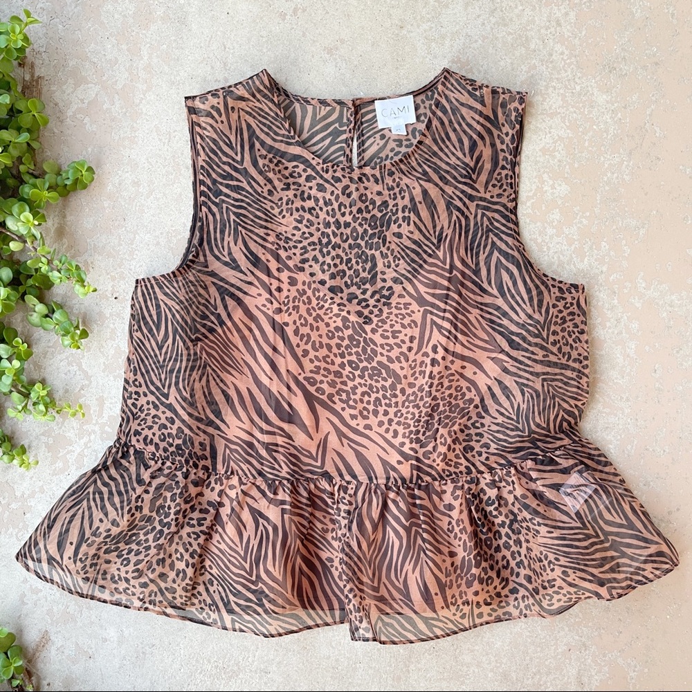 CAMI NYC Amira Jungle Print Silk Sleeveless Top
